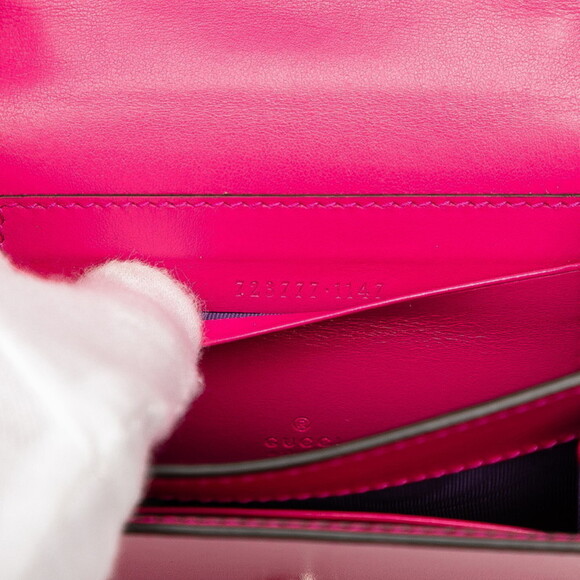 GUCCI Authentic Pink Leather GG Marmont Shoulder Bag - Picture 6 of 6